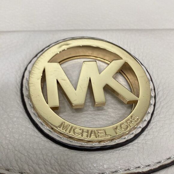 Michael Kors White Hobo Bag Pebbled Leather Gold Hardware B. Makowski Wallet 2pc - Picture 7 of 16